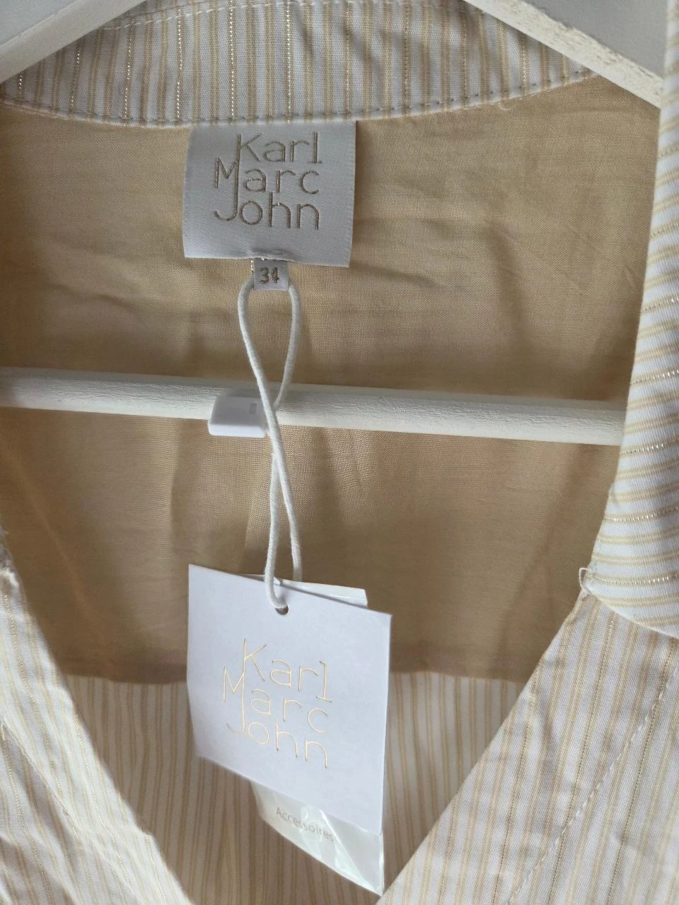 Cream dress with thin gold stripes Karl Marc John Size 34 (XS) New – photo 4